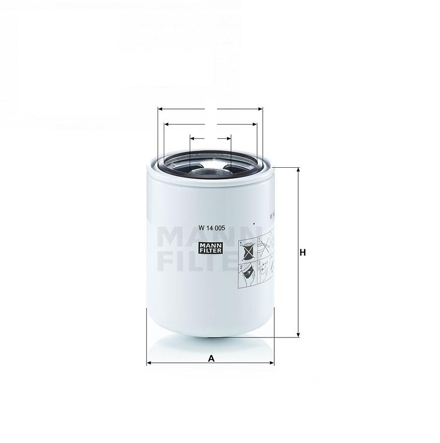 oil filter W14005 (84257511, 47131195, 47131194, 84123428H, 84168726, 82824884) (MANN-FILTER, Germany)