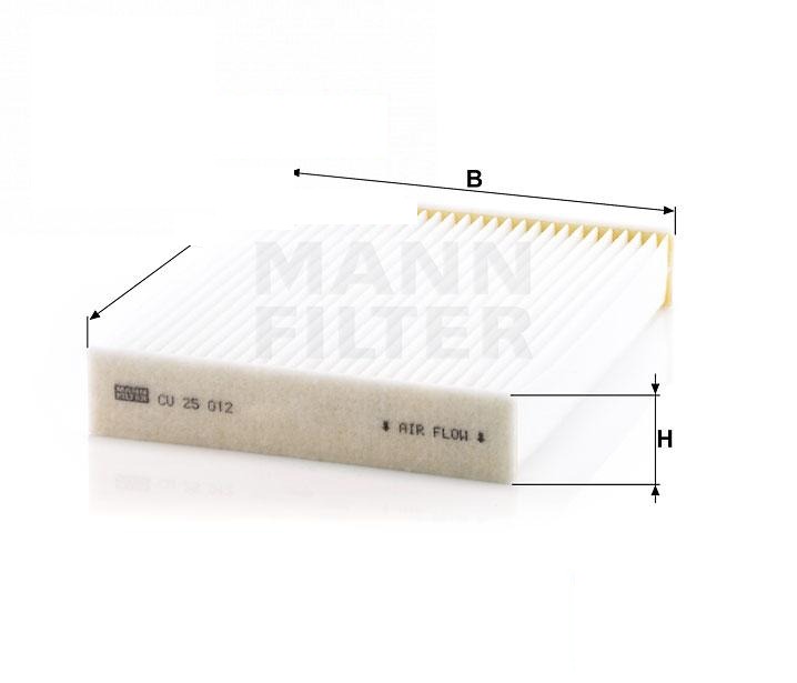 filtr kabinowy tekstylny CU25012 (272775340R, 272778557R, 272775081R) (MANN-FILTER, Niemcy)