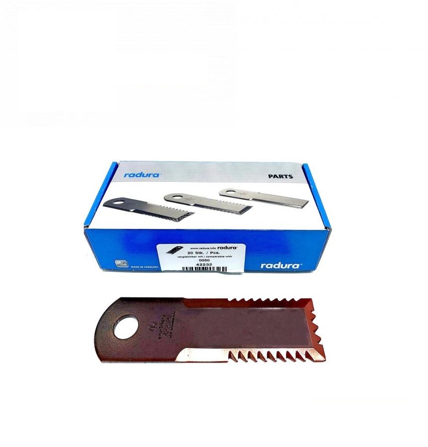 nóż do rozdrabniacza słomy, zębaty, 42232 173x50x4.0 mm, śr. 18,1 mm. (Z77601, Z53454, Z55610, 322326450, 9833966, 89833966) (Schumacher, Niemcy)