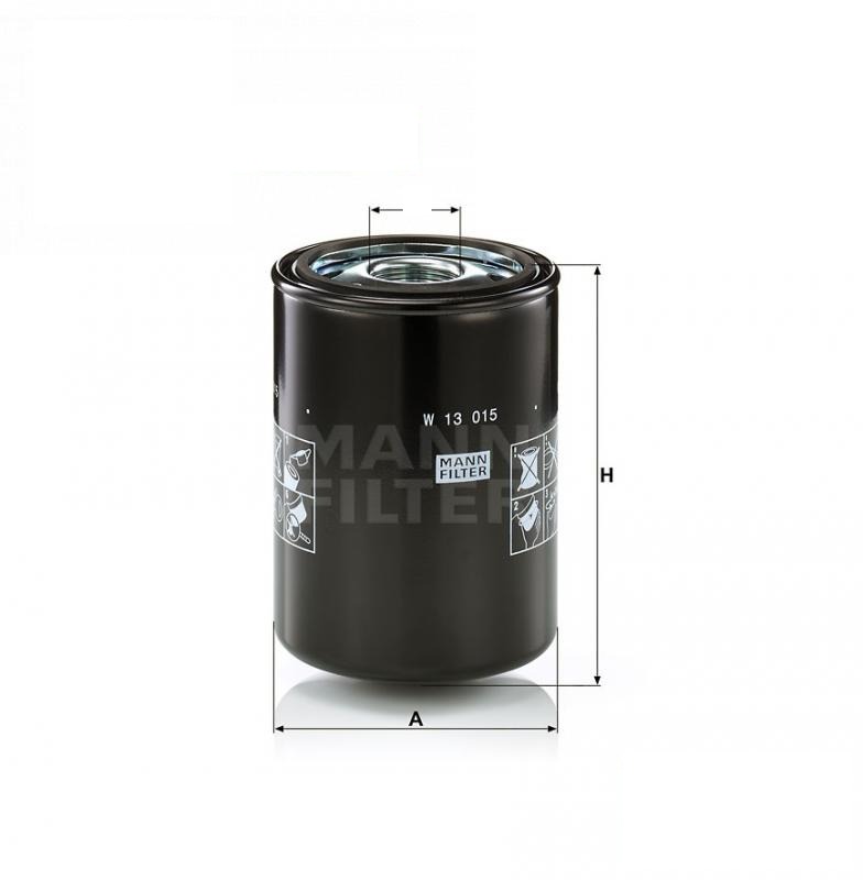 obrotowy filtr oleju smarującego W13015 (89814477, 84239756, 84814327) (MANN-FILTER, Niemcy)